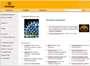 Technical Resource Center image Screenshot of Promega's Technical Resource Center.