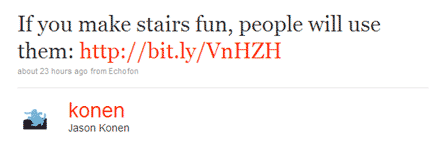 @konen's tweet about "fun stairs"
