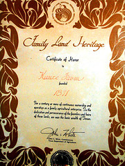 Kunze Family Land Heritage Certificate
