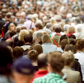 A large group of individuals. Image of a crowd.