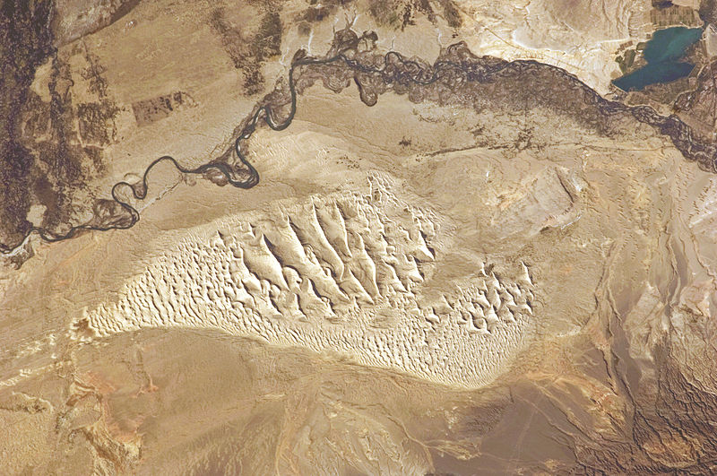 Sand dunes, Junggar Basin north western China. Image credit: NASA