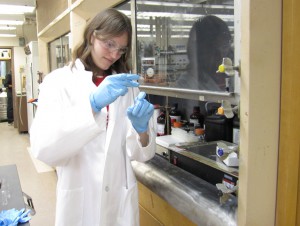 Student working in laboratory.