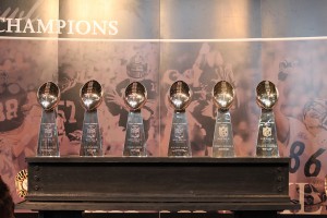 The multiple Lombardi trophies won by Pittsburgh Steelers.  Image used under Wikimedia Creative Commons, and attributed to daveynin.