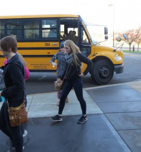 Kaukauna High School students arrive at the BTC for a biotechnology fieldtrip.