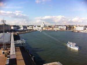 View from the deck of the ferry overlooking Helsinki, the capital of Finland.