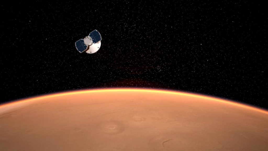 NASA's InSight lander approaching Mars.