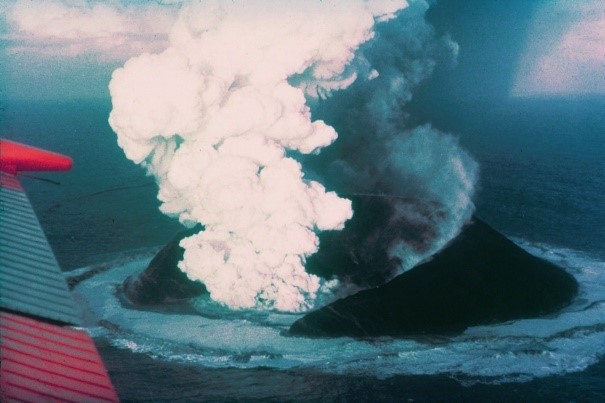 The volcanic island of Surtsey erupting in 1963.