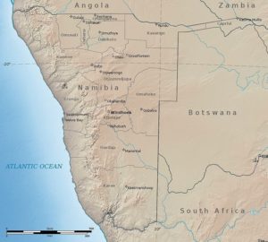 relief map of Namibia