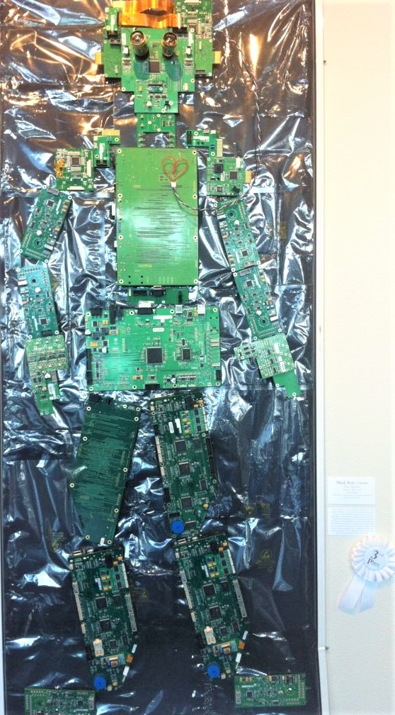 image of artwork created from circuit boards that received third place in art show