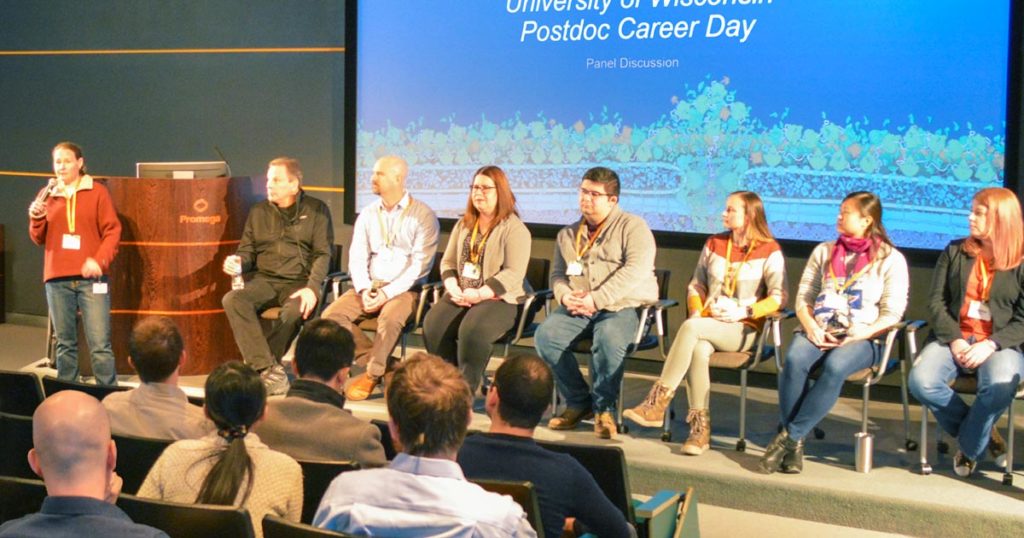 Promega employees presenting a career panel/Q&A