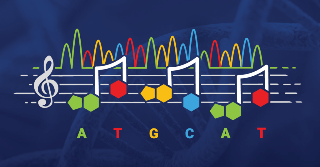 Sanger sequencing depicted as results on a musical cleft