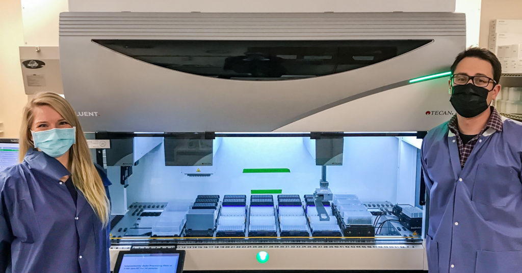 See how Promega Field Service Support staff helped one laboratory automate and scale-up sample processing to improve laboratory workflow. Promega Scientist at a liquid handler.