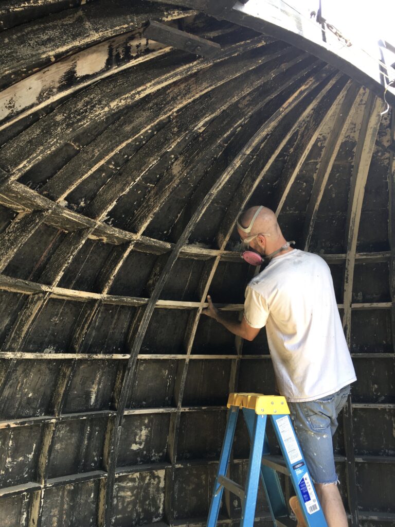 The dome of the Bell Burnell Observatory, mid-renovation.