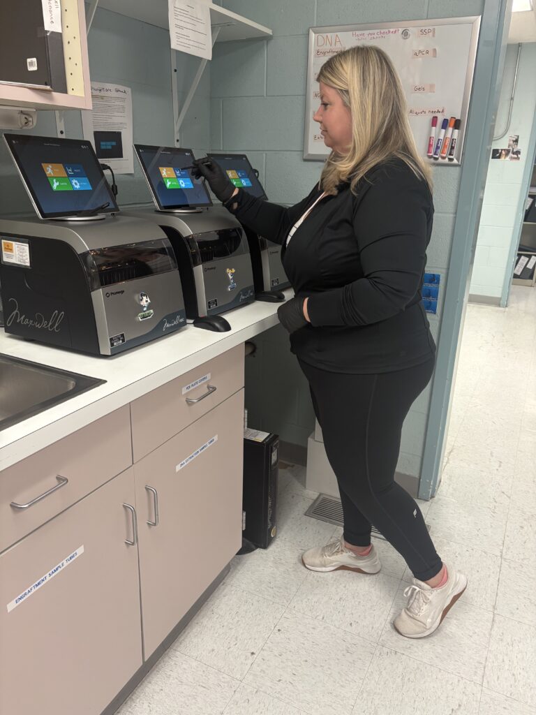 MacKenzie Gartner, Lead Technologist at DCi, operates a Maxwell® instrument.